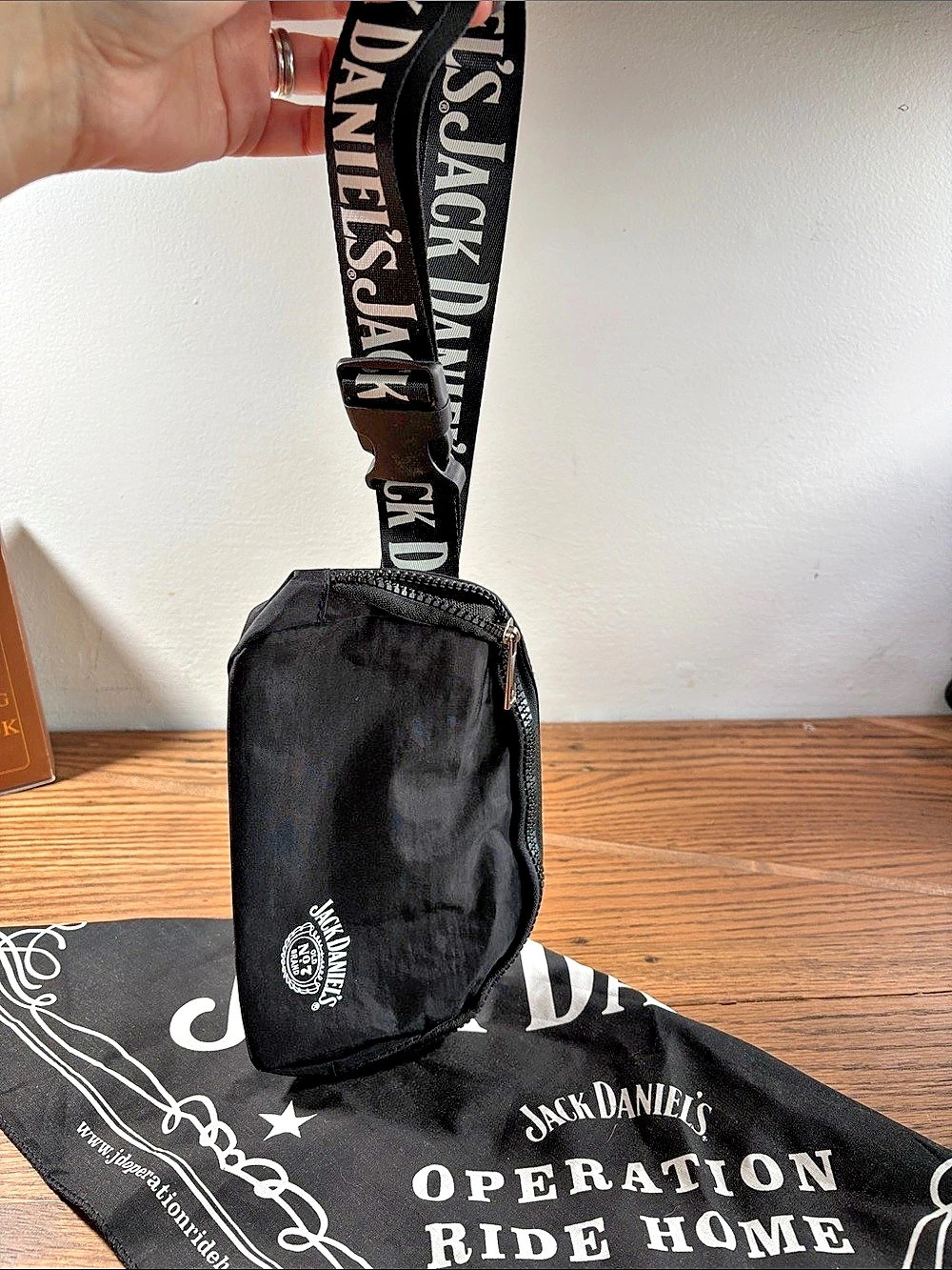 Jack Daniel's Operation Ride Home Black & White Pouch + Scarf Set Like New